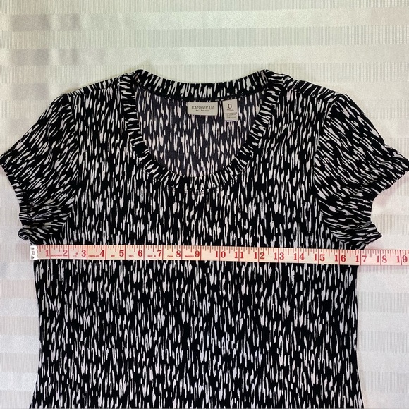 Chico's Easywear Black & White Print Stretch A-line Mini Dress Size 0 (S or 4) - Picture 6 of 11